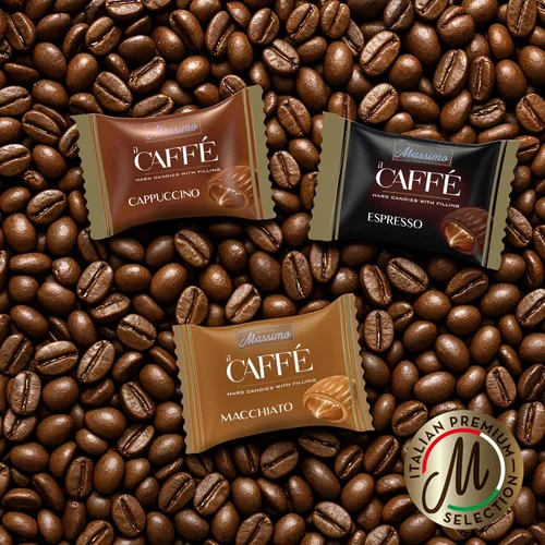Vista 7 de Maestro Massimo IL Caffè Best Coffee Candy Envuelto individualmente, surtido con relleno - Macchiato, espresso, capuchino