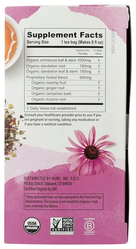 Vista 2 de Numi Té orgánico de refuerzo inmunológico, 16 CT
