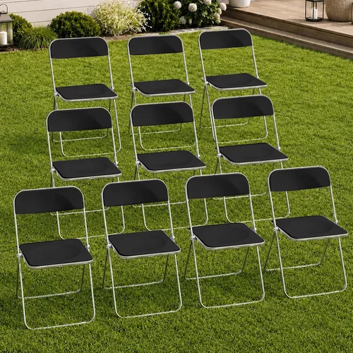 Vista 21 de JPBSTO Paquete de 2 sillas plegables de plástico negro, par ejecutivo apilable para oficina, sala de conferencias, área VIP (capacidad de 300 libras)
