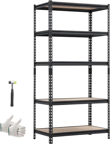 Vista 13 de VEVOR Storage Shelves, 5-Tier Adjustable, 2000 lbs Capacity, Heavy Duty Garage Storage Shelving Unit, Metal Utility Rack Shelf, for Kitchen Pantry