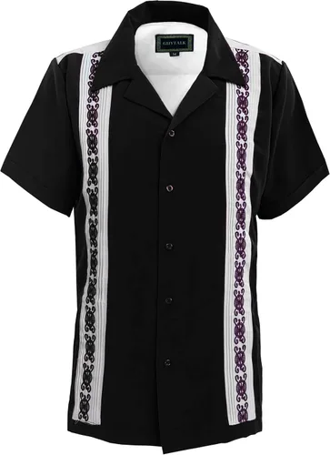 Vista 14 de Guytalk Camisa de manga corta de dos tonos de Guayabera cubana para hombre