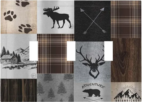 Vista 61 de Cubiertas de pared de lodge rústico retro con diseño de osos, ciervos y animales salvajes. Placas de pared dúplex simples para interruptor de luz.