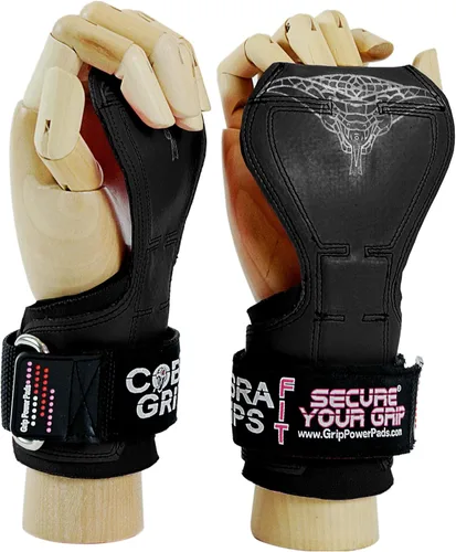 Vista 19 de Cobra Grips Weight Lifting Gloves with Adjustable Neoprene Padded Wrist Wraps - Heavy Duty Alternative to Power Lifting Hooks for Deadlifts Una goma