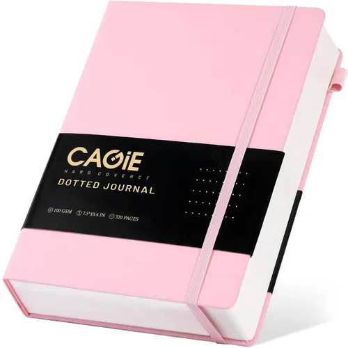 Vista 28 de CAGIE Cuaderno de cuadrícula de cuadrícula con puntos y balas, color negro A5