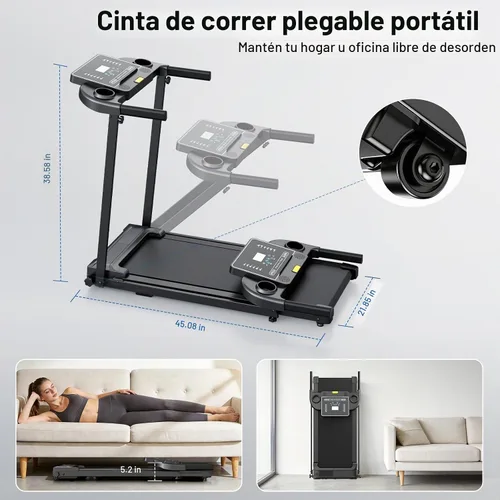 Vista 6 de Treadmills for Home Walking Pad Machine Foldable Treadmill with Handle Bar for Running Jogging Gym Compact Portable Small Caminadora Electrica