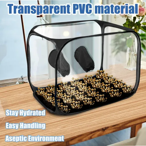 Vista 3 de Still Air Box, kit de cultivo de hongos, caja de aire portátil compacta para amantes de los hongos, cámara de fructificación de hongos para Negro