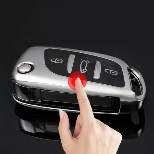 Vista 4 de WYONGZ Funda plegable de TPU para llave de coche para Peugeot Citroen C2 C4 C5 DS3 DS4 DS5 DS6 Protector Accesorios