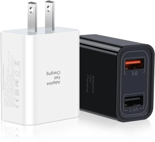 Vista 9 de Paquete de 2 bloques de cargador rápido USB A, cargador de pared de carga negro