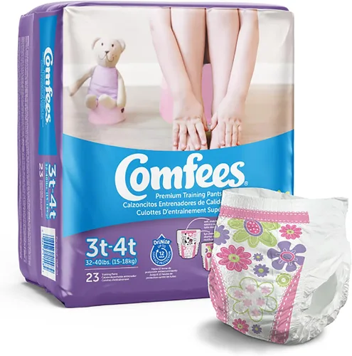 Vista 2 de Comfees Pantalones de entrenamiento para niñas con costuras rasgadas, talla 3T a 4T, desechables, absorción moderada, 23