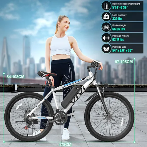 Vista 7 de Vivi Electric Bike for Adults 26 Inch 749W Peak Ebike for Adults Removable 48V Battery, Electric Mountain Bike 21 Speed Gears, Electric Bicycle 20