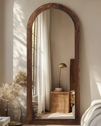Vista 28 de Espejo de longitud completa, espejo de madera de 71" × 32" con soporte, espejo de piso de madera, espejos de pie de gran tamaño, espejos de pared