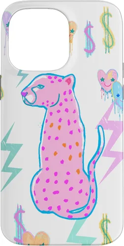 Vista 21 de iPhone 16 Preppy Art Cheetah, Pink Cheetah, Preppy Art Estética Funda