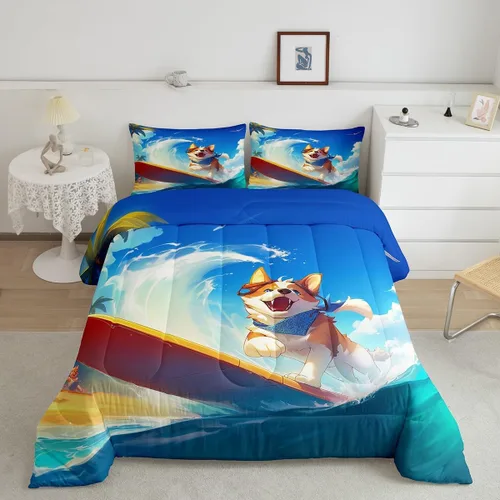 Vista 38 de Erosebridal Juego de edredón tamaño individual de animales del bosque, juego de ropa de cama de oso marrón para niños y niñas, edredón de plumón