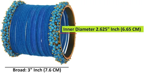 Vista 4 de Efulgenz Indian Bangle Set Faux Pearls Beads Plain Velvet Bracelet Bangle Jewelry for Women