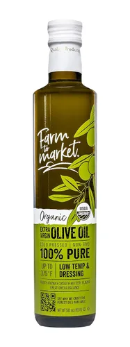 Vista 5 de Farm To Market Aceite de oliva virgen extra 100% puro orgánico y sin OMG, prensado en frío, saludable, sin químicos cargado con antioxidantes