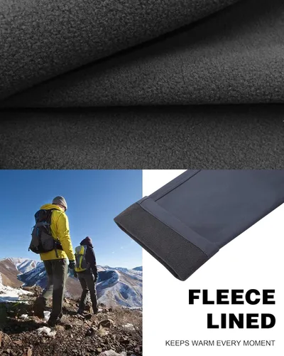 Vista 4 de Athrock Pantalones de senderismo impermeables con forro polar para mujer, con 4 bolsillos con cremallera