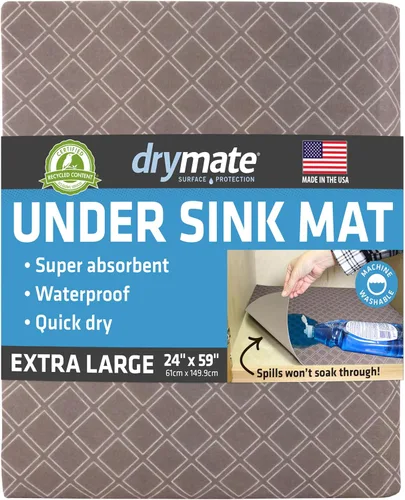 Vista 17 de Tapete Premium Drymate para Debajo del Fregadero, Tapetes Impermeables de Protección para Gabinetes de Cocina y Baño, Forros Absorbentes