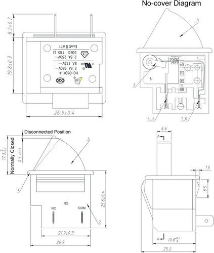 Vista 2 de Heyiarbeit Interruptor de luz de puerta de refrigerador, interruptor de repuesto universal NC 2.5A 250V/5.0A 125V para la mayoría de refrigeradores