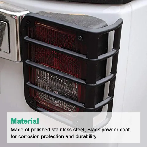 Vista 2 de Cubierta de luz trasera compatible con protectores de luz trasera de Jeep JK Wrangler 2007-2017, cubierta de luces, protector de luz trasera JK