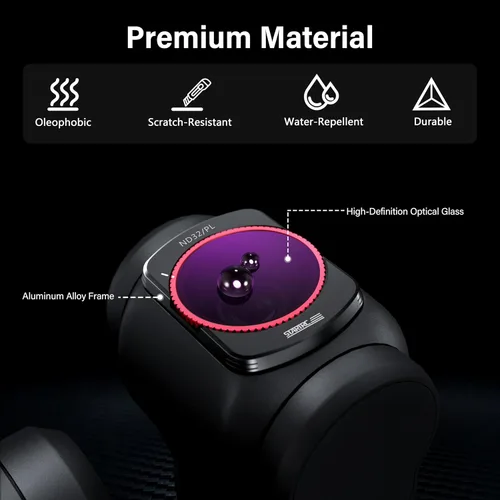 Vista 5 de STARTRC Juego de filtros NDPL para DJI Osmo Pocket 4/3 Creator Combo Accesorios – Paquete de 4 ND/PL16, ND/PL 32, ND/PL 64, ND/PL256 (magnético)