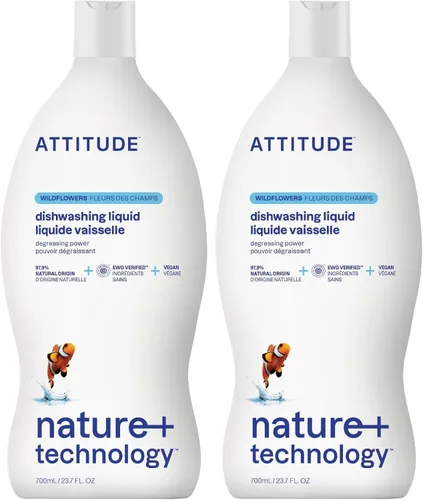 Vista 10 de ATTITUDE Jabón para platos, verificado por EWG, líquido para lavar platos a base de plantas y vegano, derivado de forma natural, ralladura