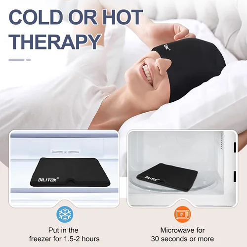 Vista 4 de EXQUISLIFE Gorra de Alivio para Migraña y Dolor de Cabeza, Envoltura de Hielo en Gel, Terapia de Calor y Frío, Máscara para los Ojos para Alivio