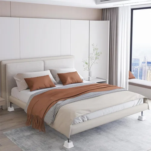 Vista 6 de Elevadores de cama de 1 pulgada, resistentes, paquete de 4 elevadores de muebles de cama, elevadores de 1,500 libras para sofá y mesa, color blanco