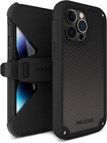 Vista 7 de Pelican Shield Kevlar Series - Funda para iPhone 14 Pro de 6.1 pulgadas [Compatible con MagSafe] Funda de carga magnética para teléfono con clip