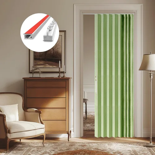Vista 23 de AJAZZ Cortinas 100% Opacas para Puertas Corredizas de Entrada, Puertas de Acordeón para Entrada, Cortina Magnética para Puerta de Dormitorio Sala
