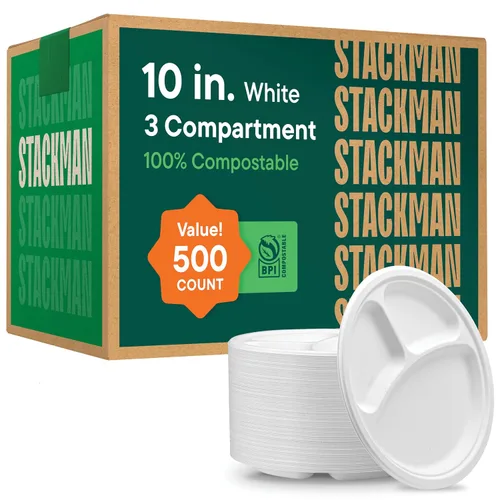 Vista 9 de Cuencos de papel 100% compostables de 12 oz. [1000 unidades] Cuencos para sopa resistentes de color blanco natural, cuencos de bagazo no blanqueados