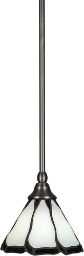 Vista 62 de Toltec Lighting Tallo Colgado Mini colgante, acabado de cobre negro, 3.5" cuadrado humo burbuja vidrio