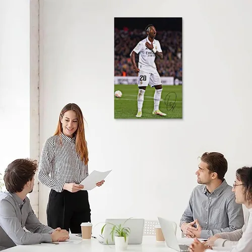 Vista 5 de LOGAUT Vinicius Jr Poster Vini Jr - Póster de fútbol firmado para pared, pintura estética para decoración del hogar, (V5106), sin marco, 24 x 36