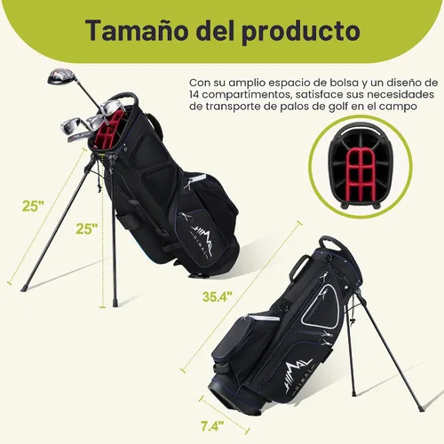 Vista 2 de GoHimal 14-Way Lightweight Golf Stand Bag with Multiple Pockets Golf Bags for Men with Auto-Stand, Smart Storage with 10 Pockets, Ergonomic Padded