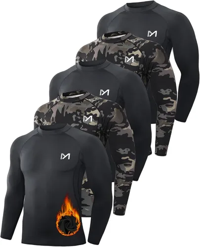 Vista 7 de MEETWEE Paquete de 4/5 camisas de compresión térmica para hombre, manga larga, forro polar, capa base, equipo de entrenamiento de invierno