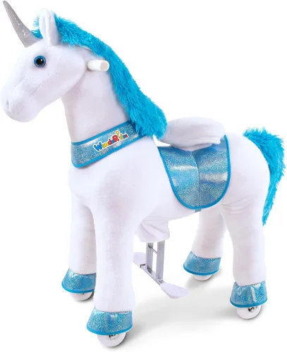 Vista 8 de WondeRides Caballo de paseo en caballo, caballo mecánico de unicornio, caballo mecánico de 30.1 pulgadas de altura, caballo mecánico con ruedas