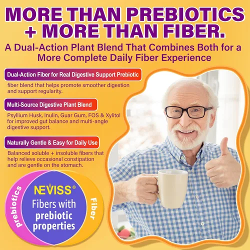 Vista 5 de 1 Paquete de Gomitas de Fibra para Adultos con Cáscara de Psyllium, 7G (Fibra Prebiótica Soluble + Insoluble) Diaria con Inulina, FOS, Goma de Guar