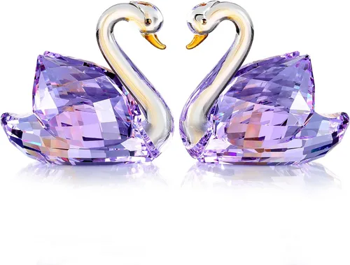 Vista 8 de DOJOZ Crystal Swan - Un par de regalos dulces para el día de San Valentín, colección de figuritas brillantes, pisapapeles, centro de mesa (azul)