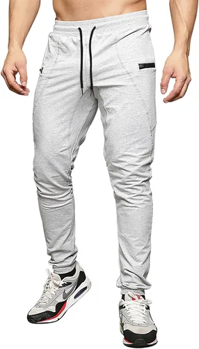 Vista 3 de MAIKANONG Pantalones deportivos ajustados para hombre, pantalones de entrenamiento para gimnasio, correr, atletismo, casual