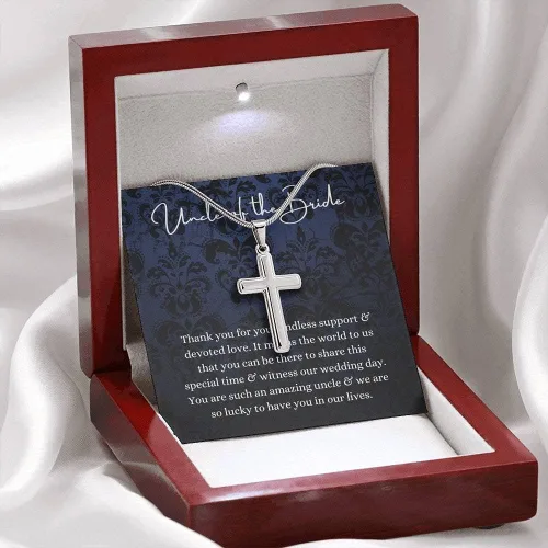 Vista 5 de Regalo personalizado Collar de cruz, tío de la novia, regalo de boda de novia y novio, regalo de agradecimiento de fiesta de novia, regalo de boda