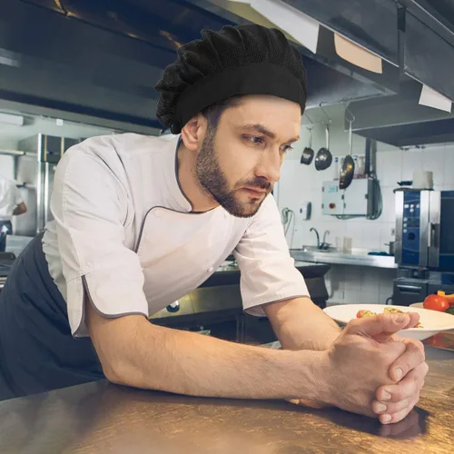 Vista 3 de Paquete de 4 u 8 sombreros de chef de cocina, gorras ajustables para servicio de alimentos, redes para el cabello, reutilizables, lavables, de malla