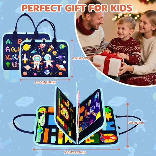 Vista 7 de Tablero Montessori para niños pequeños de 1 a 3 años, regalos de cumpleaños para niños, tablero educativo Montessori para libros ocupados