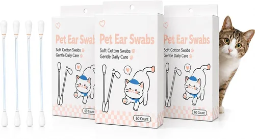 Vista 7 de MESINURS 2-in-1 Pet Ear Cleaning Cotton Swabs, Dual-Ended Soft Tips,1 Box