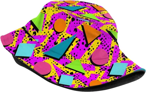 Vista 6 de Sombreros retro de moda de los años 80 y 90 para mujeres y hombres, traje de fiesta de festival rave