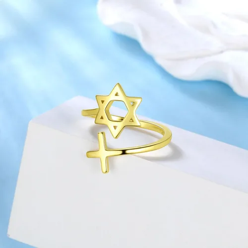 Vista 53 de Jewmon Anillo de plata de ley con estrella de David para mujer – Anillo ajustable Magen David – Amuleto Wicca – Regalos judíos
