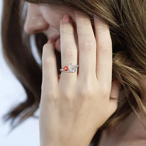 Vista 5 de SHUSUKUE Personalized Heart Birthstone Ring 925 Sterling Silver Engraved Ring with Birthstone Name Meaningful Engagement Name Ring Mothers Day
