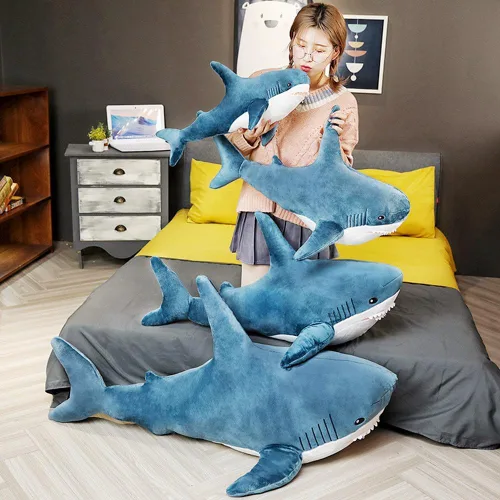 Vista 3 de XIYUAN Almohada de peluche de tiburón de 23.6 pulgadas, almohada de tiburón suave y linda, almohada de juguete de tiburón grande, almohada