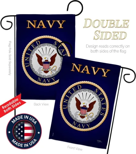 Vista 3 de Breeze Decor Bandera de jardín de 13 x 18.5 pulgadas, con licencia oficial de las Fuerzas Armadas de los Estados Unidos de la Marina de los Estados