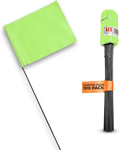 Vista 10 de Banderas fluorescentes naranjas para marcar el jardín - Banderas marcadoras de 4x5x15 pulgadas - Paquete de 50 - Marcadores para césped, riego