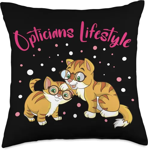 Vista 4 de Pedigree Cat With Glasses Gafas de lectura Cat Owners Kater Opticians, almohada de 16 x 16 pulgadas, multicolor
