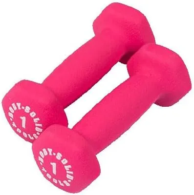 Vista 5 de Body-Solid Tools Neoprene Dumbbell for Weight and Aerobic Strength Training, Pilates & Physical Therapy, Hand Weights for Men and Women, Commercial